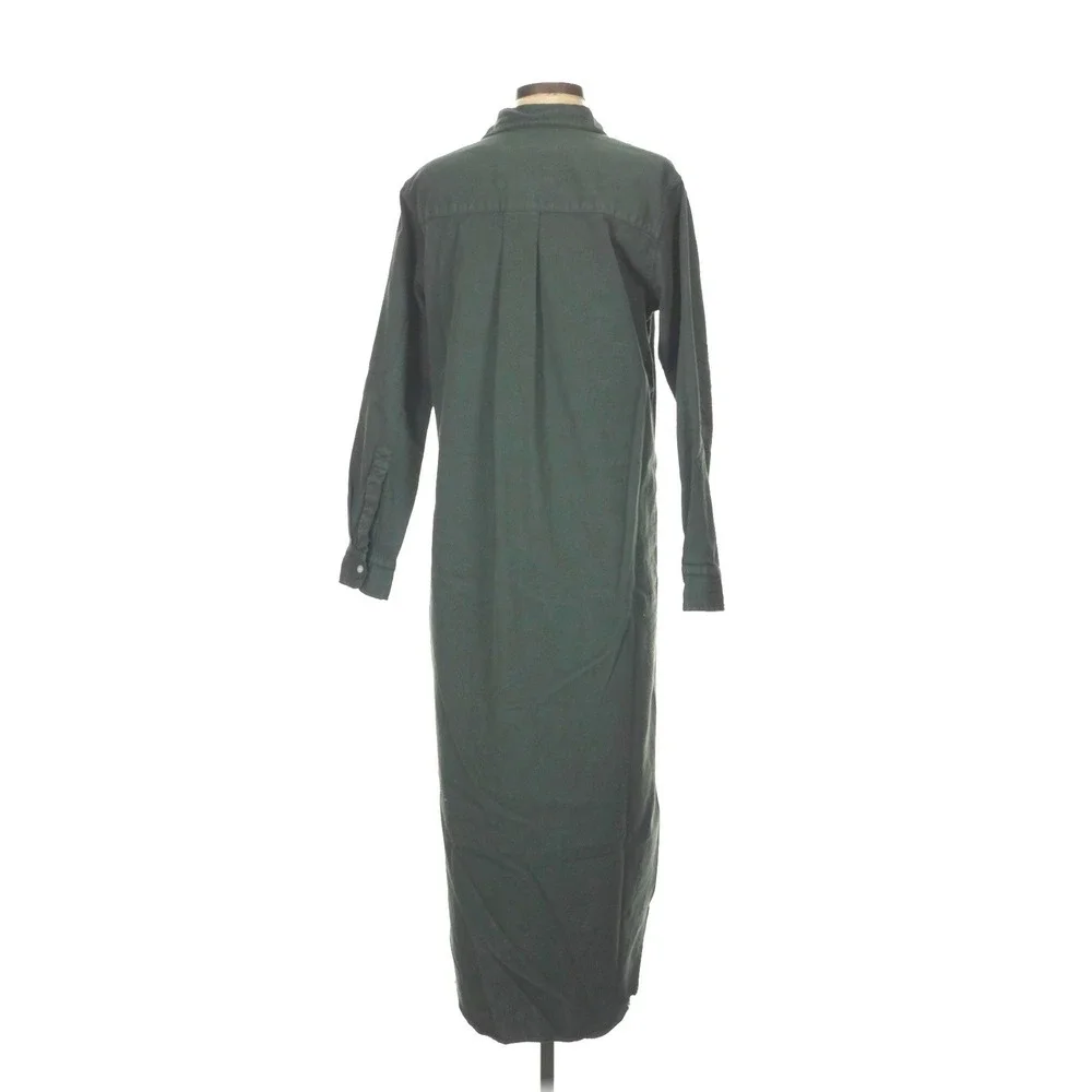 Frank & Eileen Rory Famous Denim Maxi Shirtdress XS Forest Green Cotton Relaxed